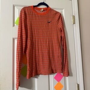 Women’s Hollister Orange & Gray Striped Fitted Sweater M Fits more like a S.